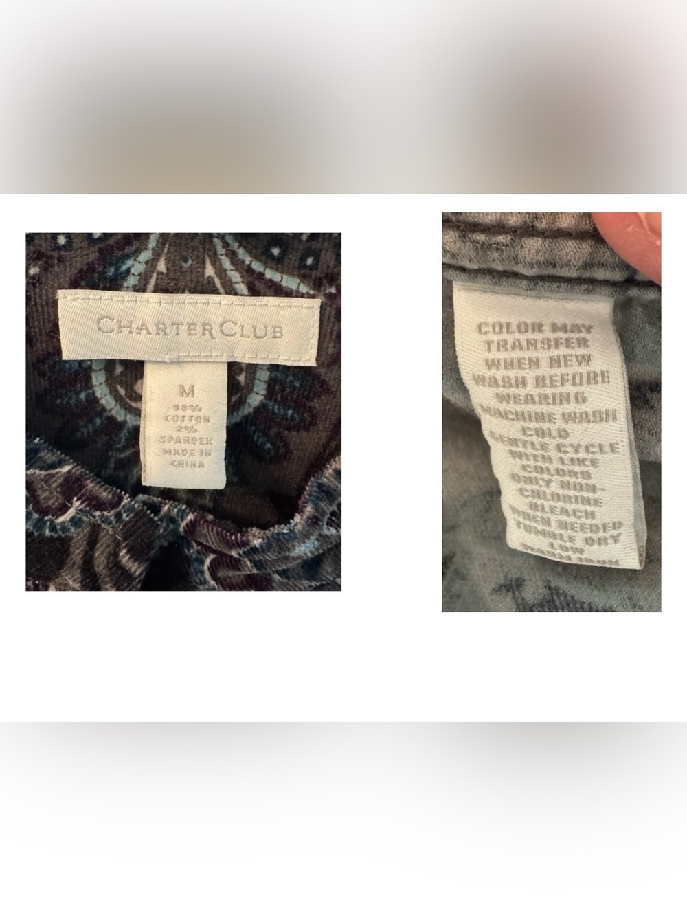 Charter Club Paisley Print Corduroy Cotton Stretch Jacket — M - Picture 2 of 3
